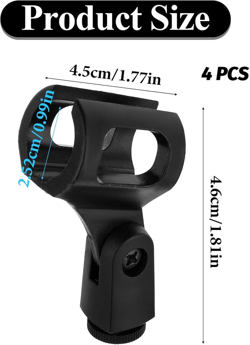 Styquenzer 4 PCS Microphone Holder, Adjustable Angle Mic Holder Clip for Stand Rubber Flexible Microphone Clip Black Wireless Mic Holders Clamp for Mics Stand Handheld Microphones Recording Condenser Microphones - Image 2